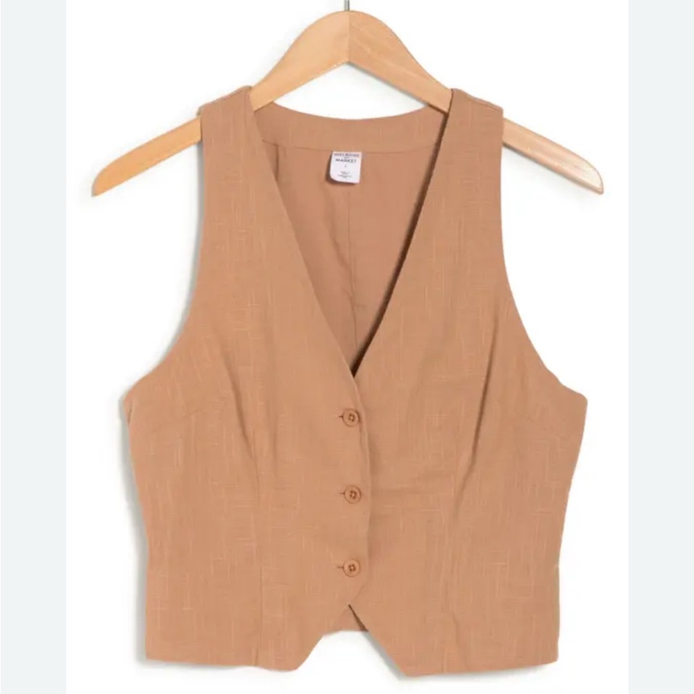 Melrose and Market Linen-Blend Vest (Size S)